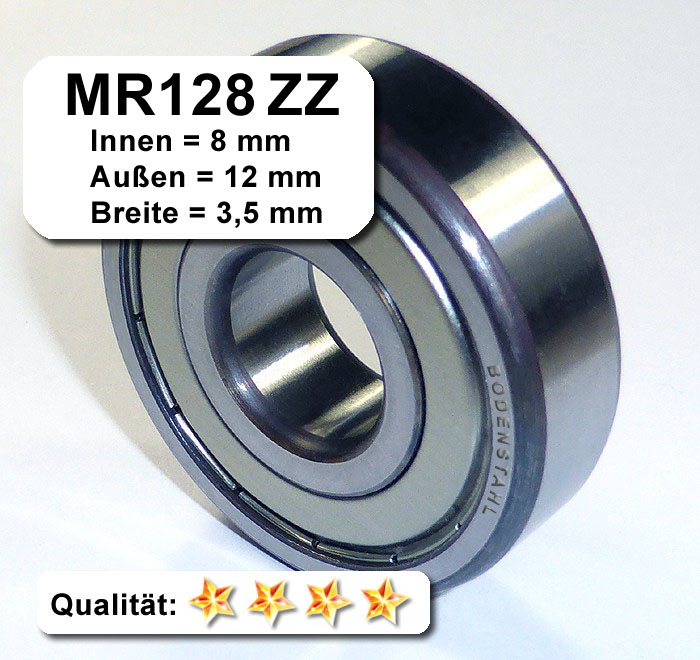 Edelstahl Miniatur Kugellager SS-MR128-2RS 8x12x3.5 mm 