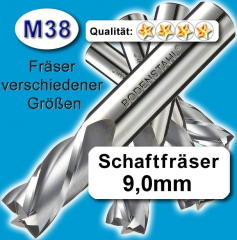 Metall-Fräser 9x10x19x63mm, 2 Schneiden, M38