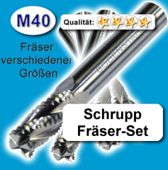 Schrupp-Fräser-Set 6-8-10mm, 4 Schneiden, M40