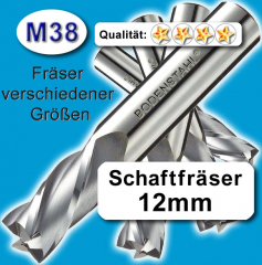 Metall-Fräser 12x12x53x110mm, 4 Schneiden, M38 lang