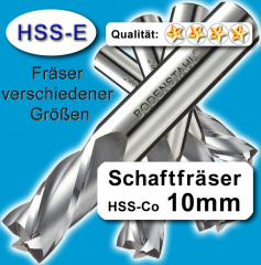 Metall-Fräser 10x10x25x70, 3 Schneiden, HSS-E