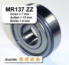 Radiales Rillen-Kugellager MR137ZZ - 7 x 13 x 4 mm