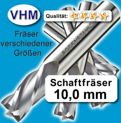 VHM-Fräser, 10 x 10 x 25 x 75mm, 2 Schneiden, TiAlN